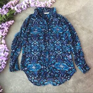 Equipment 100% Silk Blue Button Down Blouse XS